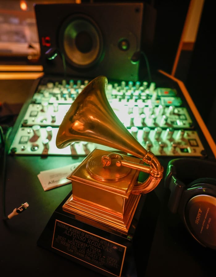 Recording engineer in studio
